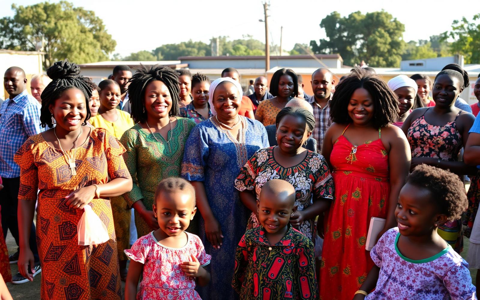 Baméka families of all ages gathered at a community event